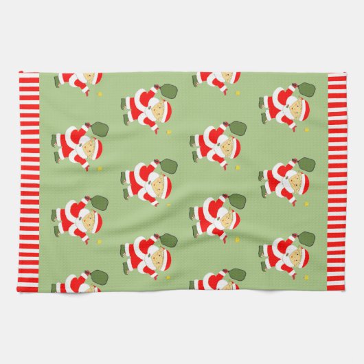 Pickleball Noël serviette de cuisine (Horizontal)