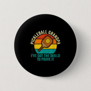 Pickleball opa vintage zonsondergang paddle ronde button 5,7 cm