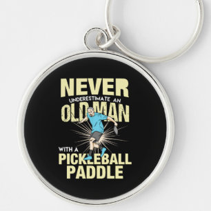 Pickleball - oud Man met een Pickleball Paddle Sleutelhanger