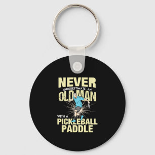 Pickleball - oud Man met een Pickleball Paddle Sleutelhanger