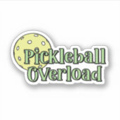 Pickleball Overload | Groen en Geel Pickleball Sticker (Voorkant)