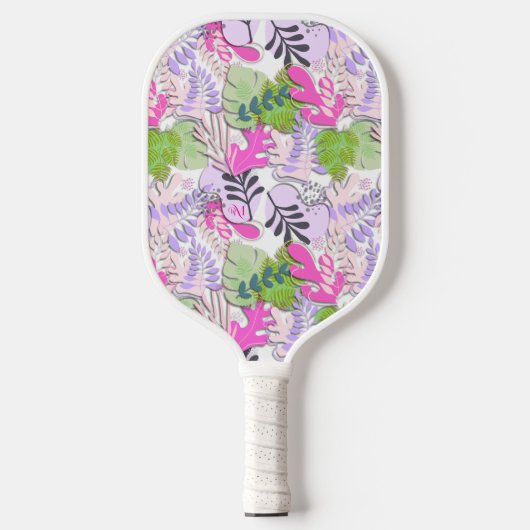 Pickleball Paddle : Abstract Leaves (white/yellow) (Voorkant)