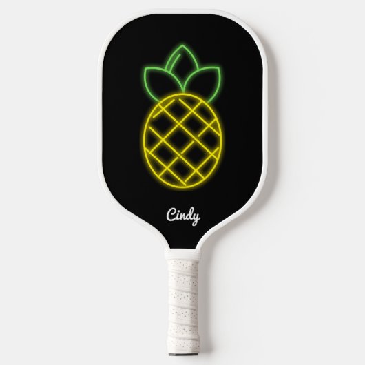 Pickleball Paddle Custom Pineapple Neon Black (Voorkant)