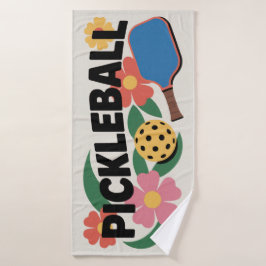 Pickleball Paddle en bal Bloemen Sporthanddoek Badhanddoek