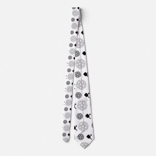 Pickleball Paddle Gray White Ball Racket Patroon Stropdas (Achterkant)