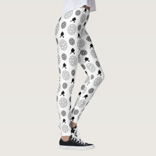 Pickleball Paddle Gray White Racket Ball Patroon Leggings (Rechts)