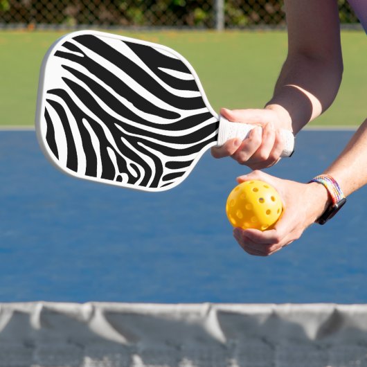 Pickleball Paddle in Black & White Animal Print (Insitu)