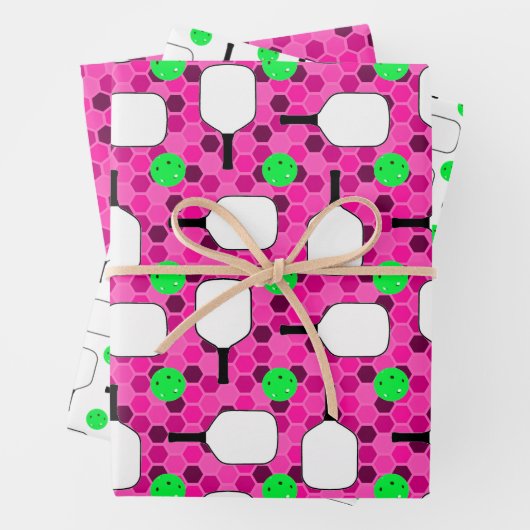 Pickleball Paddle - Magenta Honeycomb Hexagons Inpakpapier Vel (In situ)