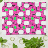 Pickleball Paddle - Magenta Honeycomb Hexagons Theedoek (Gevouwen)