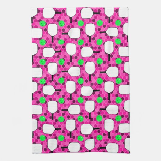 Pickleball Paddle - Magenta Honeycomb Hexagons Theedoek (Verticaal)