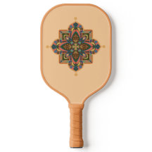 Pickleball-paddle met geometrische perzik-kleurige