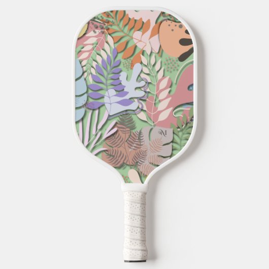 Pickleball Paddle : Organic Leaves (green/yellow) (Voorkant)