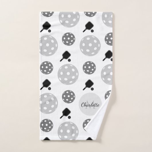 Pickleball Paddle Racket Ball Monogram Kinder naam Handdoek (Handdoek)