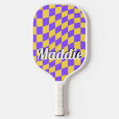 Pickleball Paddle voor gecheckte scriptnaam Retro (Voorkant)