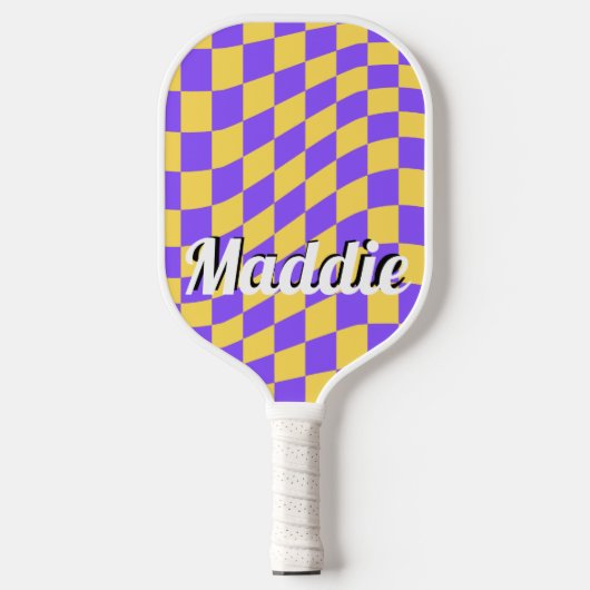 Pickleball Paddle voor gecheckte scriptnaam Retro (Voorkant)