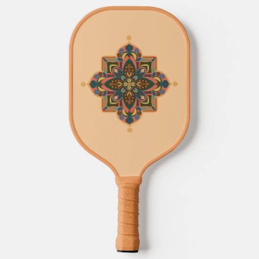 Pickleball Paddle with geometric peachy mandala (Achterkant)