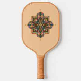 Pickleball Paddle with geometric peachy mandala