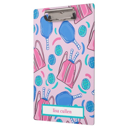 Pickleball Paddles en Ballen Roze Custom Klembord (Links)