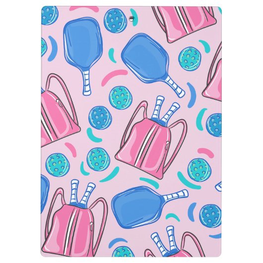 Pickleball Paddles en Ballen Roze Custom Klembord (Achterkant)