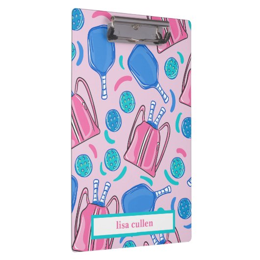Pickleball Paddles en Ballen Roze Custom Klembord (Rechts)