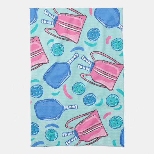 Pickleball Paddles en Balls Blue Theedoek (Verticaal)