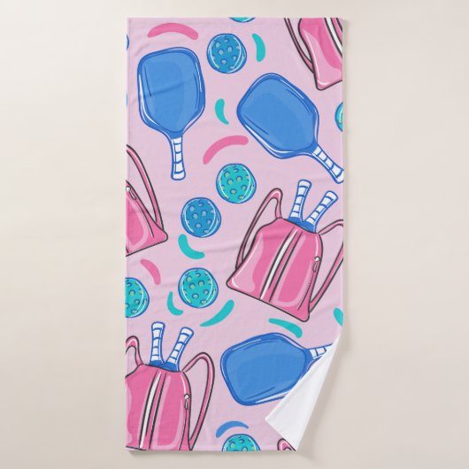 Pickleball Paddles et boules Pink Preppy (Serviette de bain)