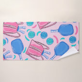 Pickleball Paddles et boules Pink Preppy (Serviette de bain)