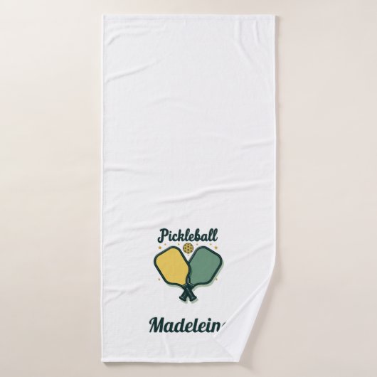 Pickleball Paddles Green Script Gepersonaliseerd g Badhanddoek (Badhanddoek)
