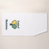 Pickleball Paddles Green Script Gepersonaliseerd g Badhanddoek (Badhanddoek)