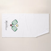Pickleball Paddles Green Stripes Cadeau personnali (Serviette de bain)