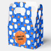 Pickleball Paddles, Oranje Pickleball Balls, blauw Bedankdoosjes (Geopend)