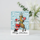 Pickleball Partners Santa & Rendier Sleighing It Briefkaart (Staand voorkant)