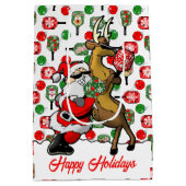 Pickleball Partners Santa & Rendier Sleighing It Medium Cadeauzakje (Achterkant)