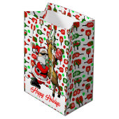 Pickleball Partners Santa & Rendier Sleighing It Medium Cadeauzakje (Voorkant Gekanteld)