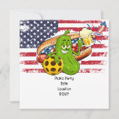 Pickleball Party 4th July Independence Day America Save The Date (Voorkant)