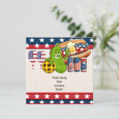 Pickleball Party 4th July Independence Day America Save The Date (Staand voorkant)