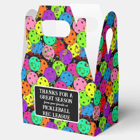 Pickleball Party Ballonnen op zwart Dank u Bedankdoosjes (Geopend)