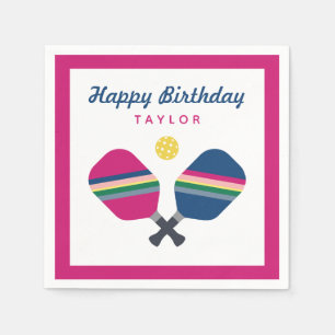 Pickleball Party - Gepersonaliseerde naam Roze Nap Servet