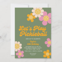 Pickleball Party Groovy Retro Roze Sinaasappel