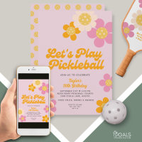 Pickleball Party Groovy Retro Roze Sinaasappel