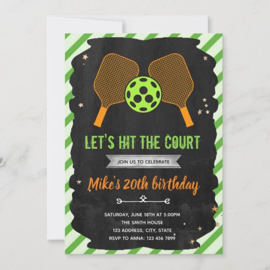 Pickleball party invitation kaart (Voorkant)
