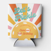 Pickleball Party Kleurrijke Retro Sun burst Custom Blikjeskoeler (Voorkant)