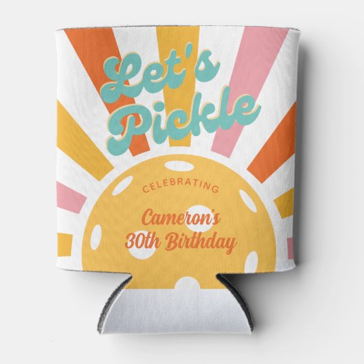 Pickleball Party Kleurrijke Retro Sun burst Custom Blikjeskoeler (Voorkant)