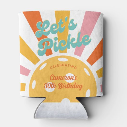 Pickleball Party Kleurrijke Retro Sun burst Custom Blikjeskoeler (Achterkant)