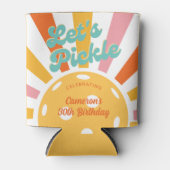 Pickleball Party Kleurrijke Retro Sun burst Custom Blikjeskoeler (Voorkant)