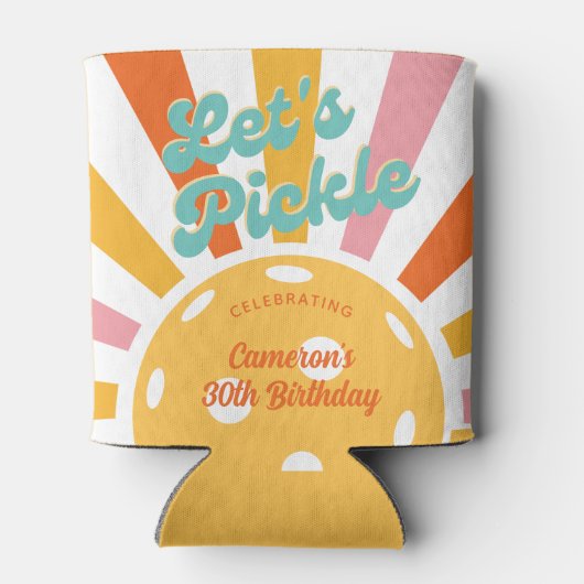 Pickleball Party Kleurrijke Retro Sun burst Custom Blikjeskoeler (Achterkant)