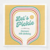Pickleball Party Laten we Retro Rainbow Stripe bei Servet (Voorkant)