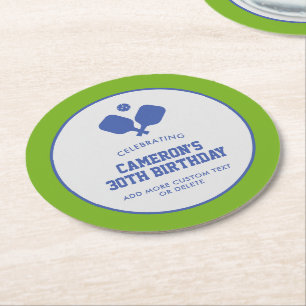 Pickleball Party Paddles Blauw Groen Custom Ronde Kartonnen Onderzetter