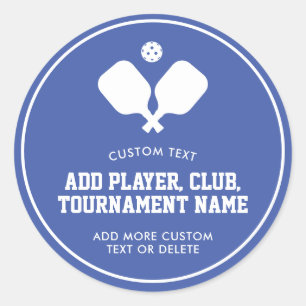 Pickleball Party Paddles Blauw Wit Custom Ronde Sticker