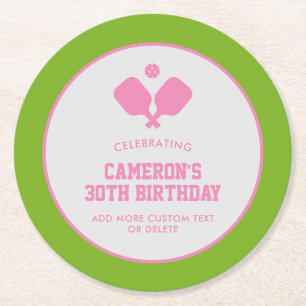 Pickleball Party Paddles Roze Groen Custom Ronde Kartonnen Onderzetter